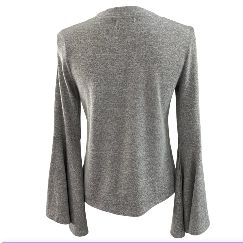 Bar III Knit Bell Sleeve Blouse Top Heather Gray Small - Picture 3 of 4